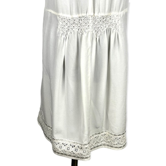 CALYPSO ST. BARTH SILK SMOCKED NOTCH TUNIC CROCHET LACE SEQUIN TRIM MINI DRESS - Picture 10 of 14